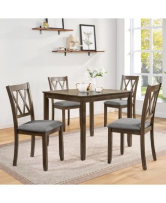  Walnut Wood Dining Chairs Set of 4, Padded Seat
