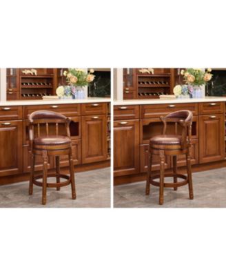 Leather Swivel Bar Stool, 26.5", Brown
