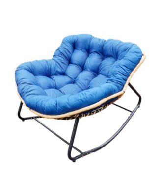 Rattan Wicker Rocking Chair - Indoor/Outdoor - Blue