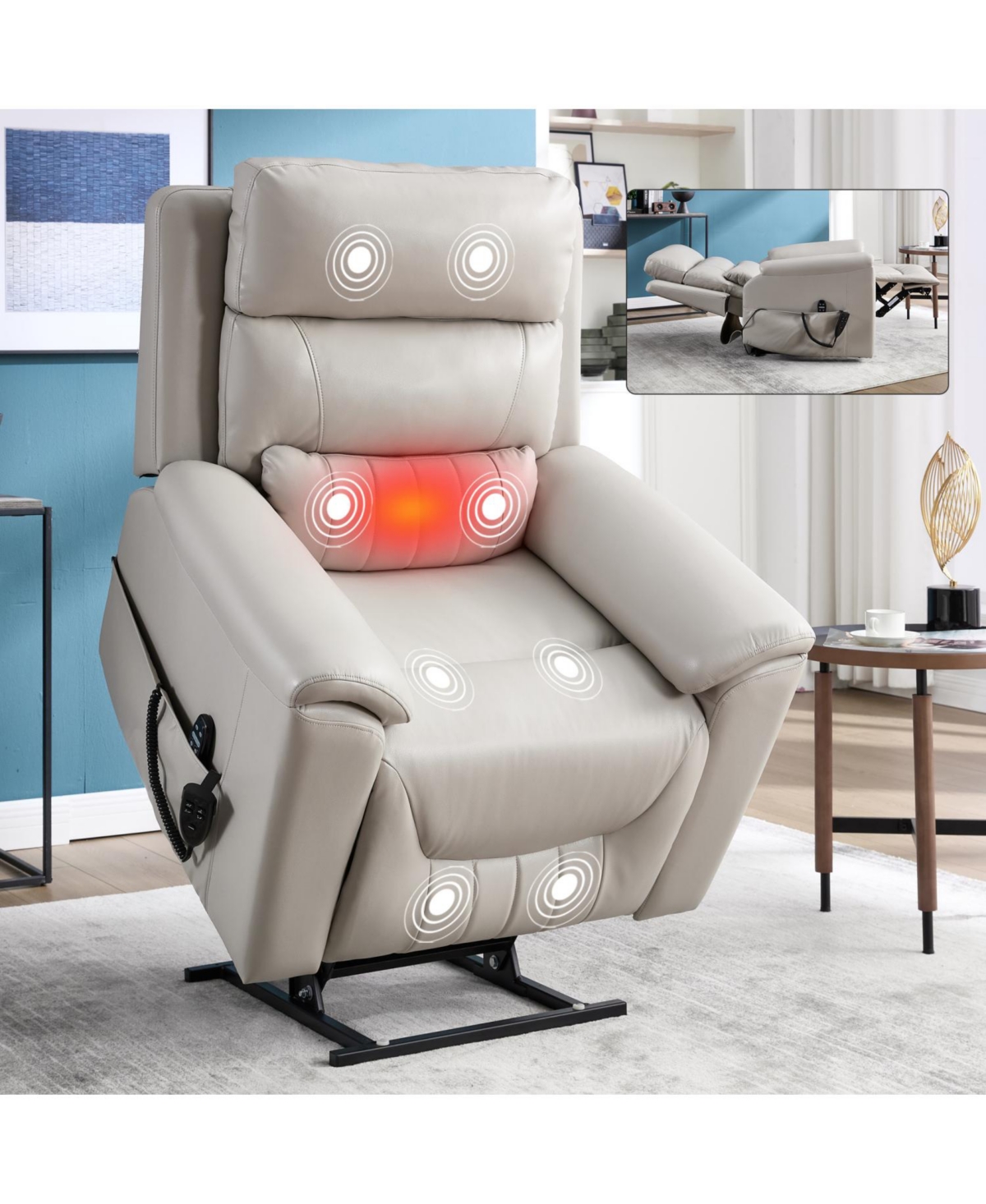 Streamdale Furniture Power Lift Recliner, 350 Lbs, Massage & Heat