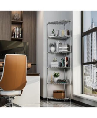 6 Tier Pentagonal Corner Wire Shelf Rack - Chrome