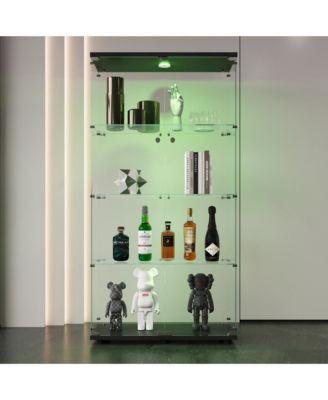 LED Glass Display Cabinet with 4 Shelves, 64.7"x31.7"x14.3")