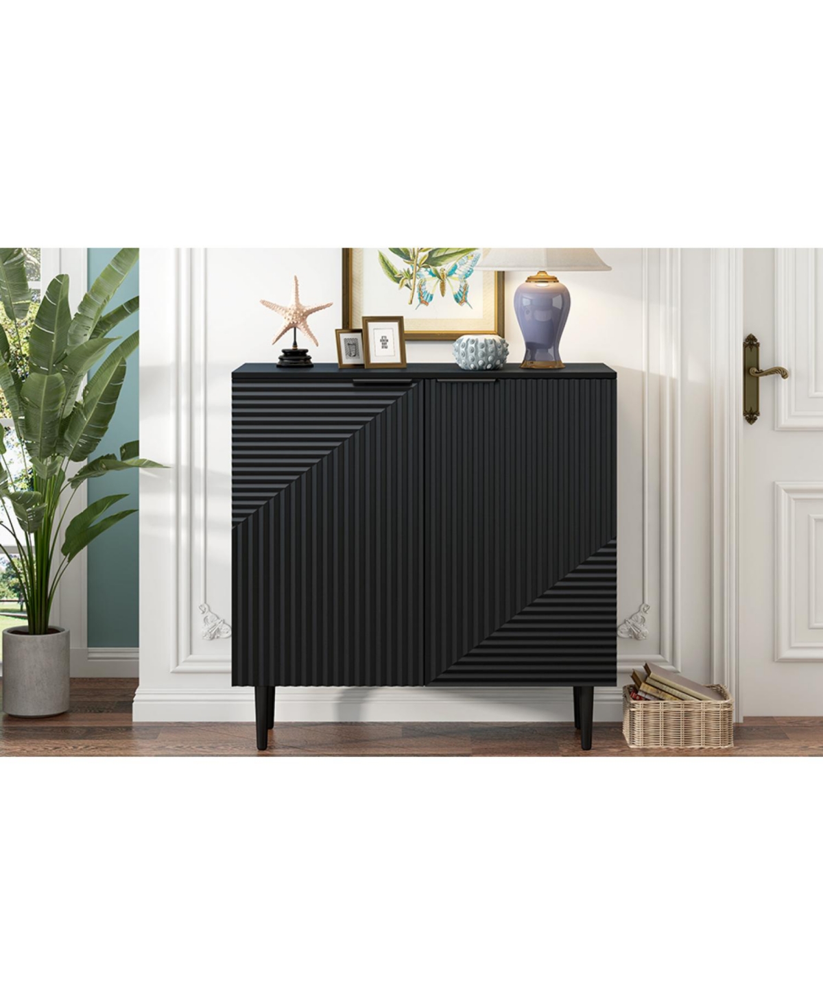 Streamdale Furniture Mira Modern Side Cabinet with Adjustable Shelves, Geometric Design