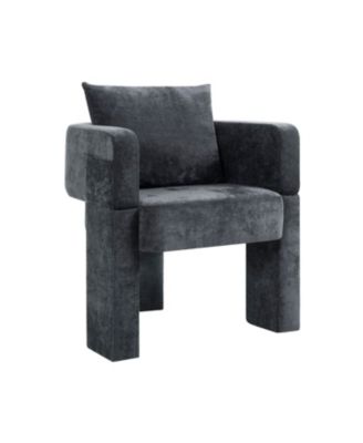 Chenille Accent Chair with Pillow - Gray