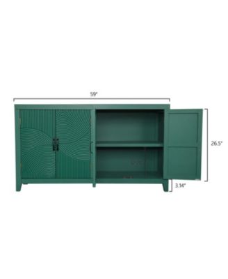 59" Green Accent Cabinet - Mid Century Modern Buffet/Console