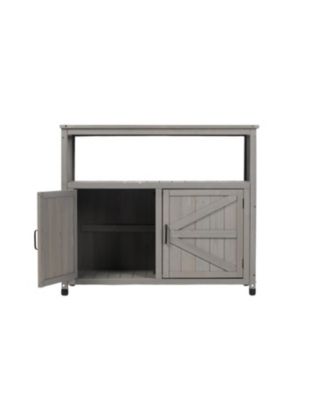 Wooden Patio Bar Table Set with Storage