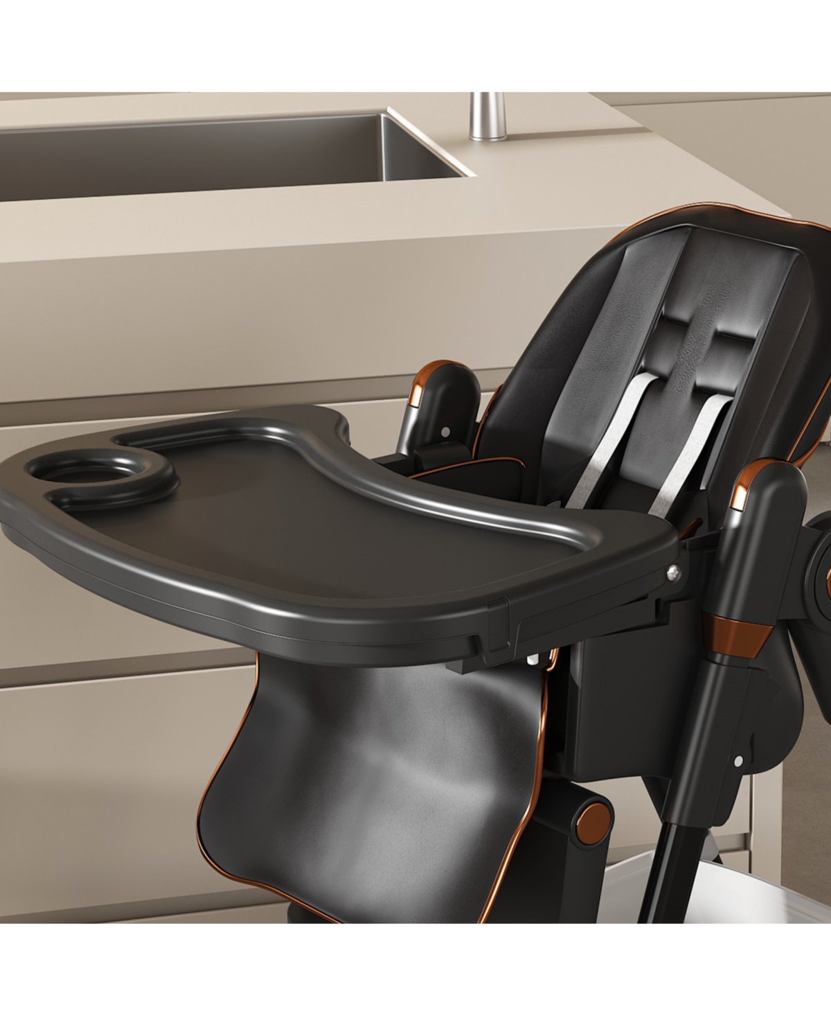 Streamdale Furniture Adjustable Baby High Chair - Portable Feeding Seat (Black)