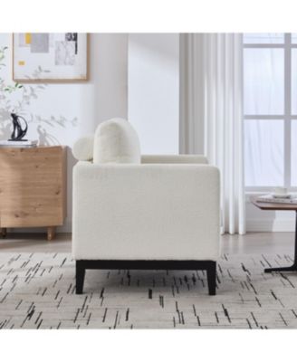 35.4" Wide Modern Farmhouse Accent Chair - Ivory Boucle