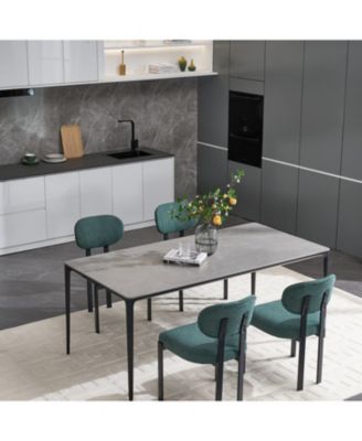 Boucle Dining Chairs Set of 2 Black Metal Legs