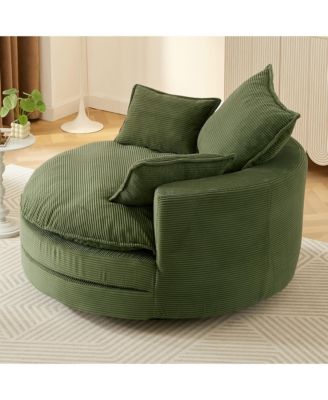 360 Swivel Barrel Chair with Pillows - Green