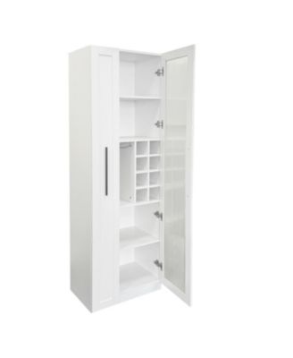 Farmhouse Pantry Cabinet - Pull-Out Shelves & Glass Doors