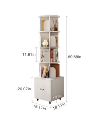 Rotating 5-Tier Corner Bookshelf with Drawer