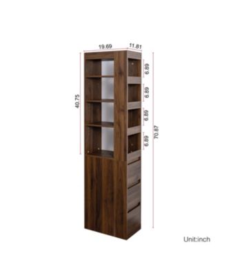  70.87" Display Cabinet, 4-Tier Shelf, Drawers, Modern Wooden Bookshelf