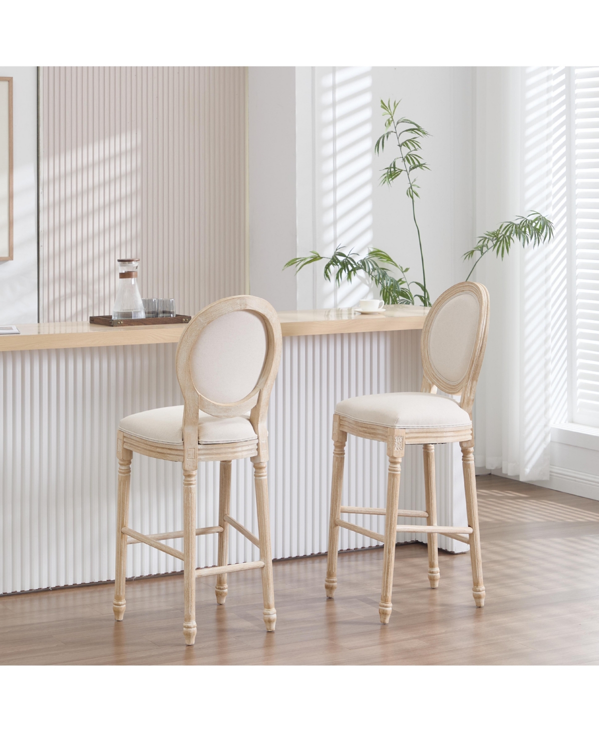 Streamdale Furniture French Country Upholstered Bar Chairs (Set of 2) - Beige