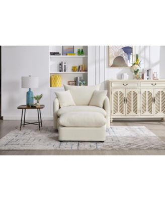 Oversized Swivel Accent Chair with Ottoman & Pillows
