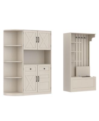 Hall Cabinet with Storage & Hooks