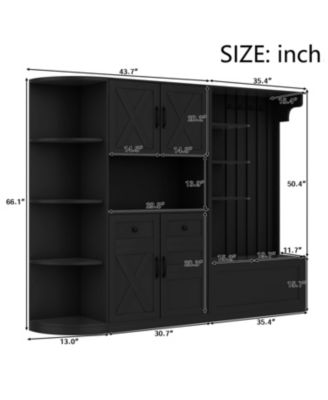 Hall Cabinet with Storage & Hooks