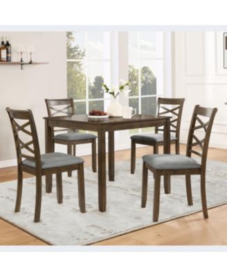 Streamdale Elegant Walnut 5-Piece Dining Table Set