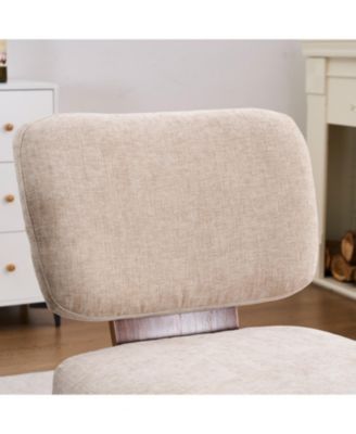 Streamdale Linen Upholstered Armless Dining Chair with Casters,BEIGE