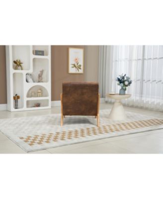 Mid Century Accent Chair with Wood Frame & Waist Cushion