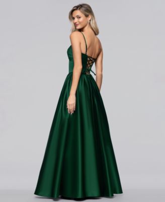 Juniors' Lamour Twist Front-Corset Ball Gown