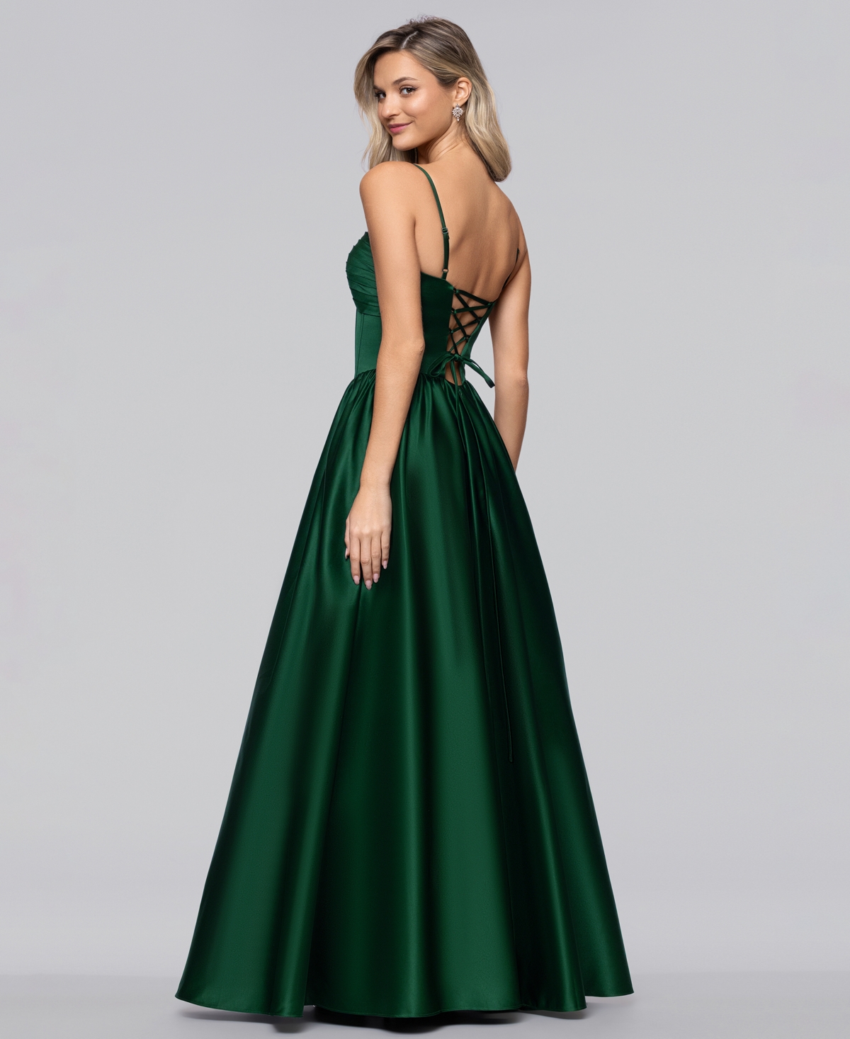 Blondie Nites Juniors' Lamour Twist Front-Corset Ball Gown