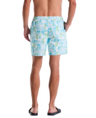 Men's Retro Geo-Print Slim-Fit Swim Shorts
