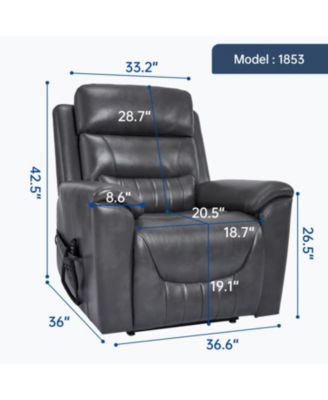 Power Lift Recliner, 350 LBS, Massage & Heat, Grey