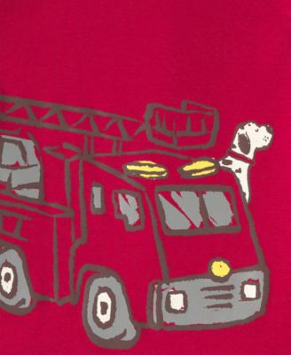 Baby Boys' Firetruck Crewneck Top and Striped Snug-Fit Pajama, 4-Piece Set