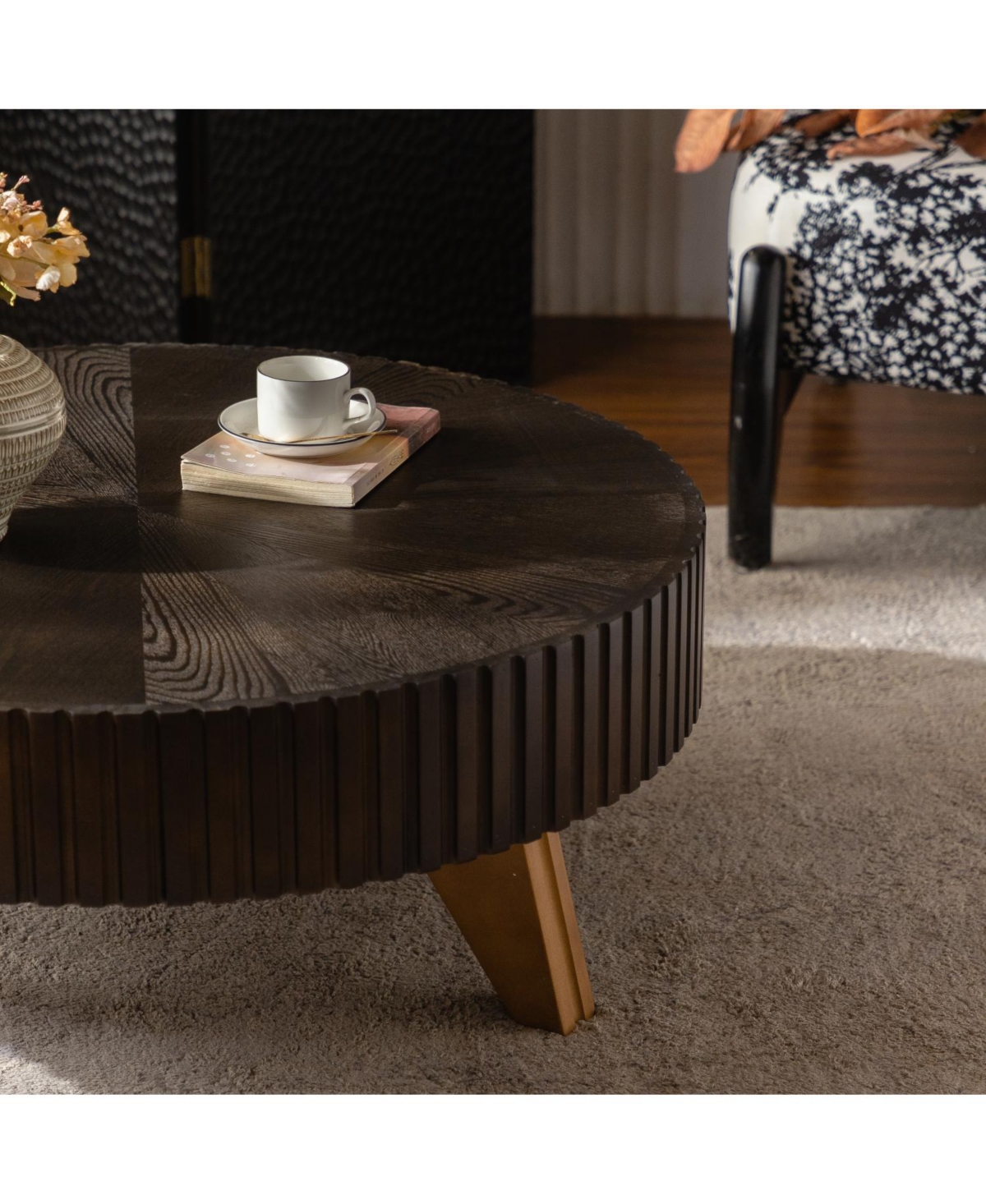 Streamdale Furniture 35.4 "Round Retro Coffee Table, Coffee Table Suitable For Coffee and Home Decor