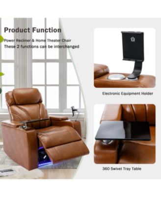 Power Recliner with USB Charger, Storage, Cup Holder, Bluetooth