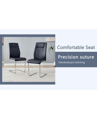 Streamdale 63" Black Marble-Patterned Table with Butterfly Legs and 4 Black PU Chairs