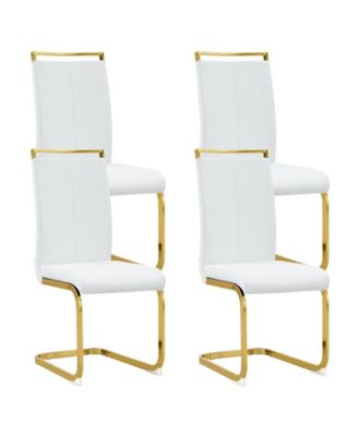 Modern White PU Leather Dining Chairs (Set of 4)