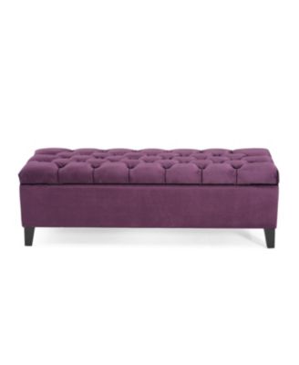 Contemporary Button-Tufted Diamond Stitch Storage Ottoman Bench