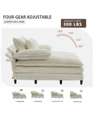 Streamdale Oversized Corduroy Chaise Lounge Sofa Bed w/ Pillows