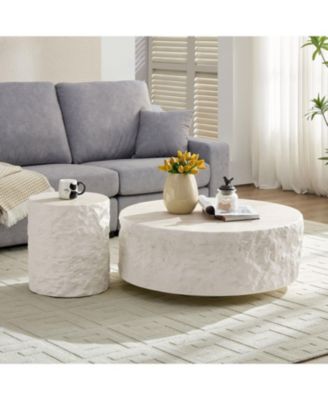  35" Fiberglass Round Coffee Table - Vintage Style, Modern Design