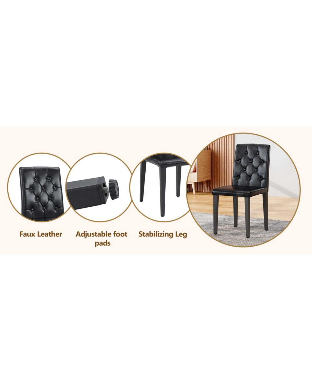 Streamdale Furniture Black Pu Dining Chairs (4-Pack)