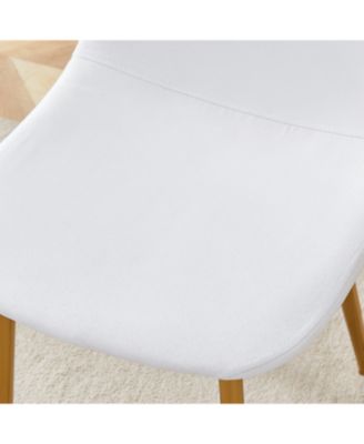 White PU Dining Chairs (Set of 4) - Golden Metal Legs