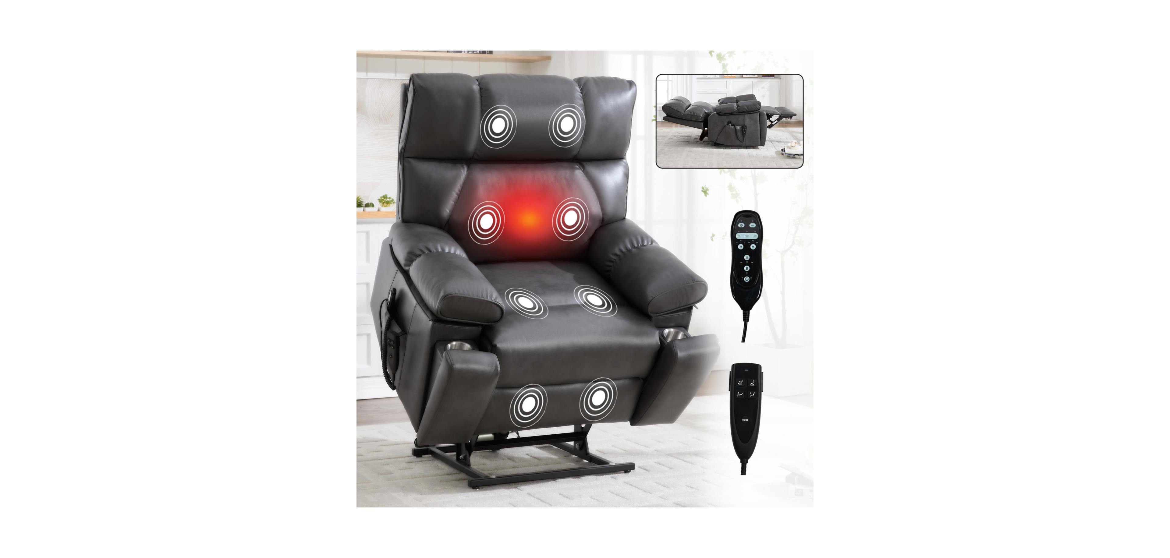 Streamdale Furniture Leatheraire Power Lift Recliner w/ Heat & Massage
