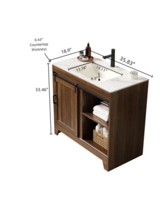 Carrara Sintered Stone Vanity with Walnut Cabinet