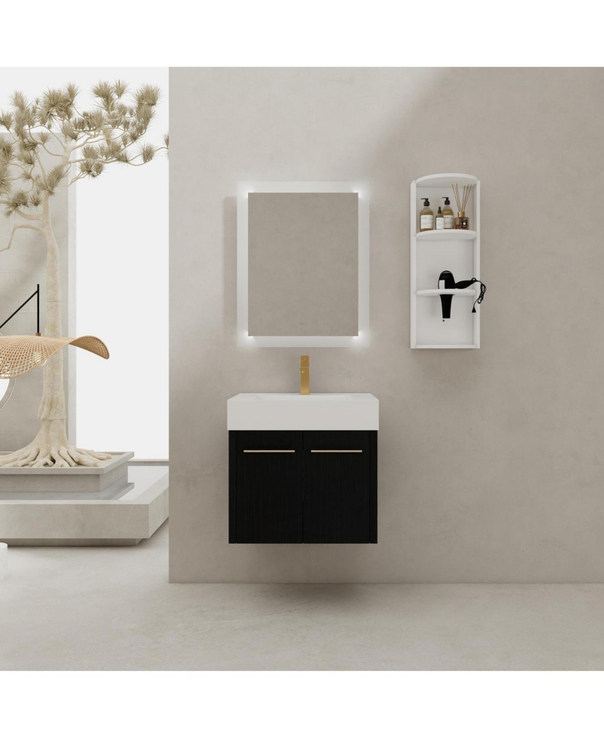 Streamdale 24" Wall-Mount Vanity w/ Resin Sink & Storage - Kd