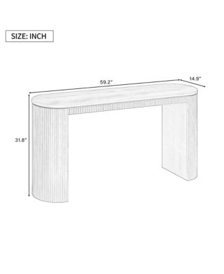 Curved Design Console Table with Unique Vertical Stripe Design, Suitable for Living Room,Study and Entrance