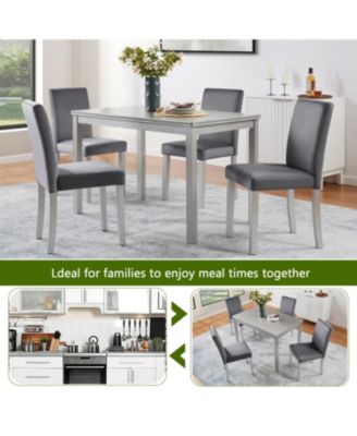 5-Piece Silver Grey Dining Set
