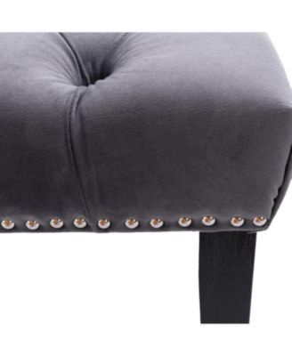 Tufted Velvet Bench Ottoman - Dark Gray