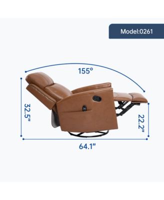 Leather Heat Massage Rocker Swivel Recliner