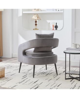 Velvet Open Back Accent Chair, Metal Legs
