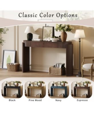 Espresso Entryway Console Table - Fluted Design & 2 Drawers