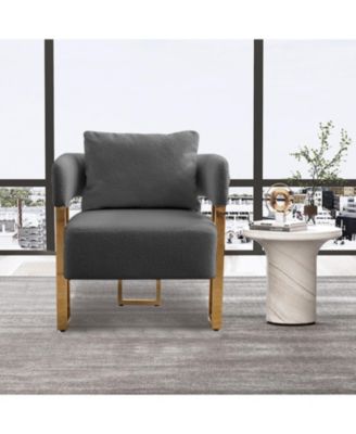 TS Modern Grey Fleece Accent Chairs Legs 2PCS