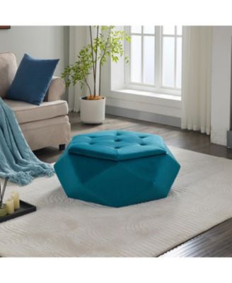  Velvet Diamond Tufted Storage Ottoman - Footrest/Seating