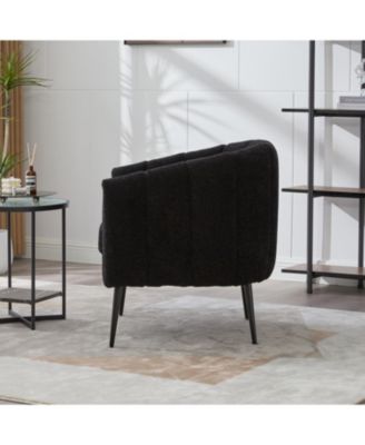  Chenille Barrel Accent Chair with Metal Legs - Black